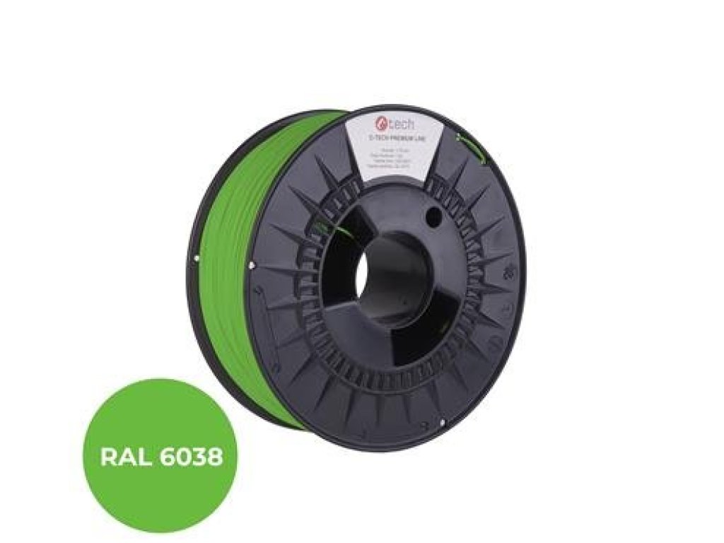 C-TECH tisková struna PREMIUM LINE ( filament ) , PLA, luminiscencní zelená, RAL6038, 1,75mm, 1kg (3DF-P-PLA1.75-6038)