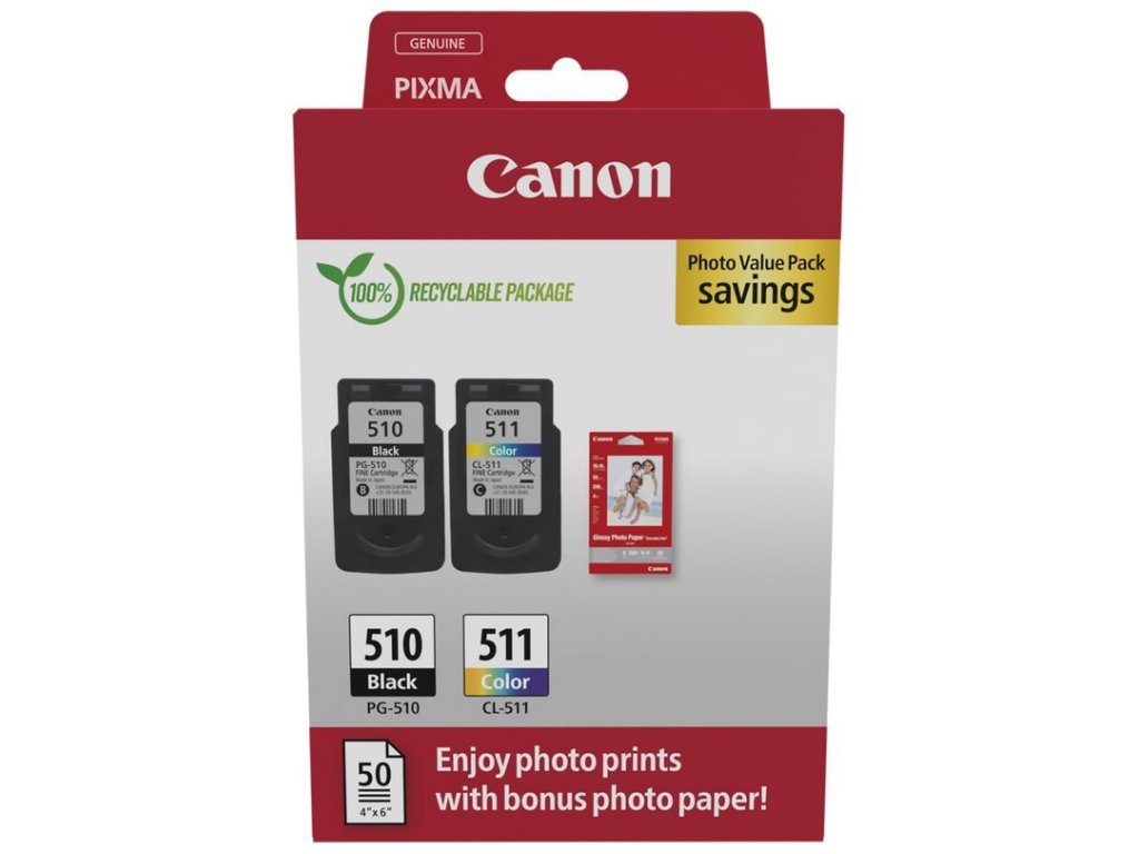Canon cartridge PG-510 / CL-511 PVP / Black + Color / 2x9ml (2970B017)