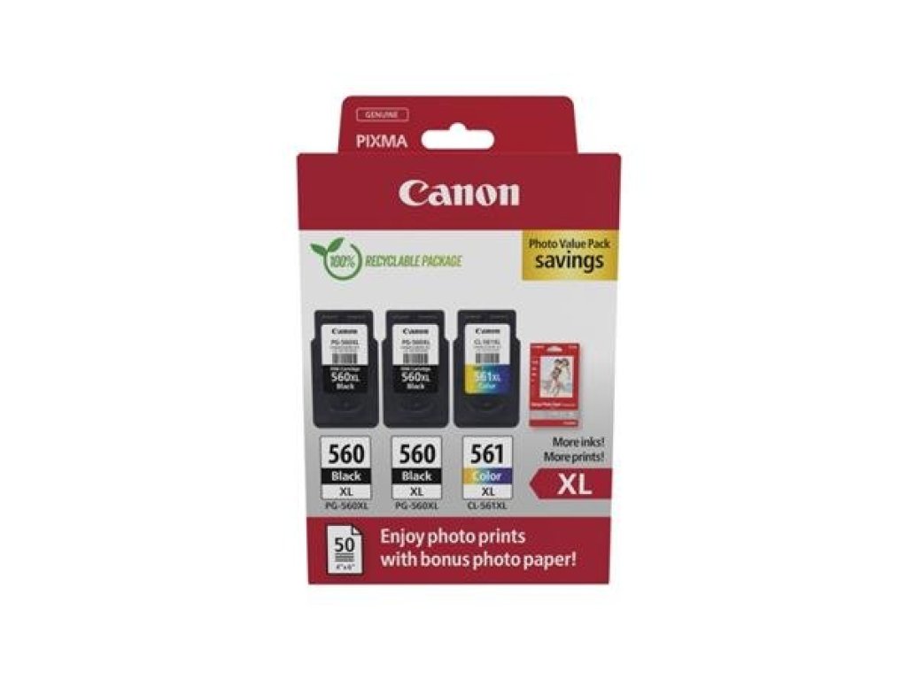 Canon cartridge PG-560XLx2/CL-561XL PVP / 2x Black+Color / 2x400str+1x300str. (3712C012)