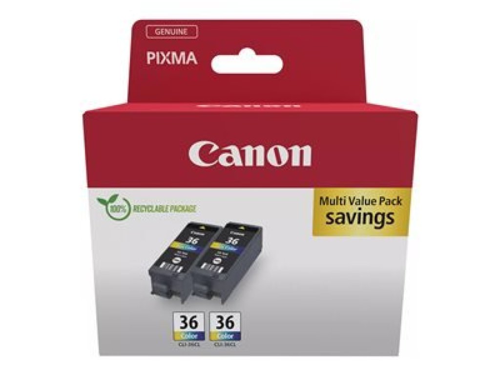 Canon CLI-36 Color Twin Pack - 2-balení - 12 ml - barva (azurová, purpurová, žlutá) - originální - inkoustový zásobník - (1511B025)