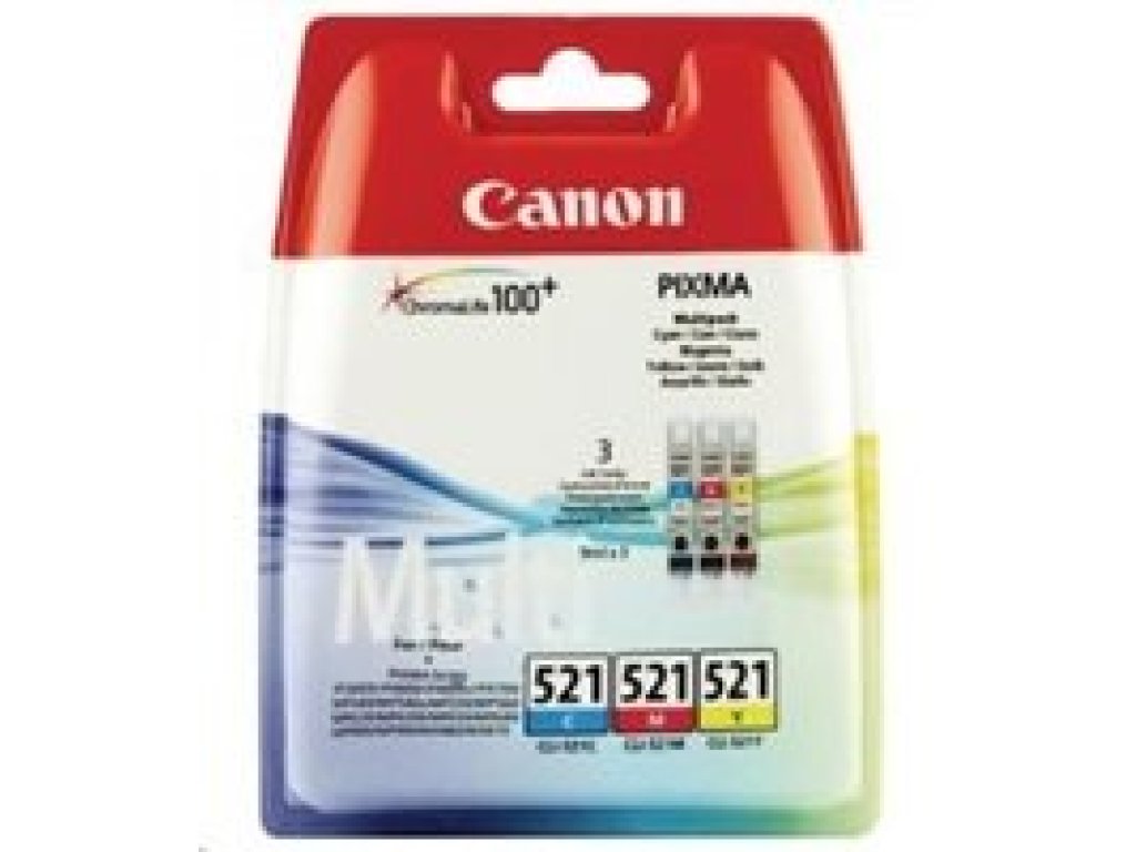 Canon CLI-521 C/M/Y Multi pack - 3-balení - 9 ml - žlutá, azurová, purpurová - originální (2934B015)