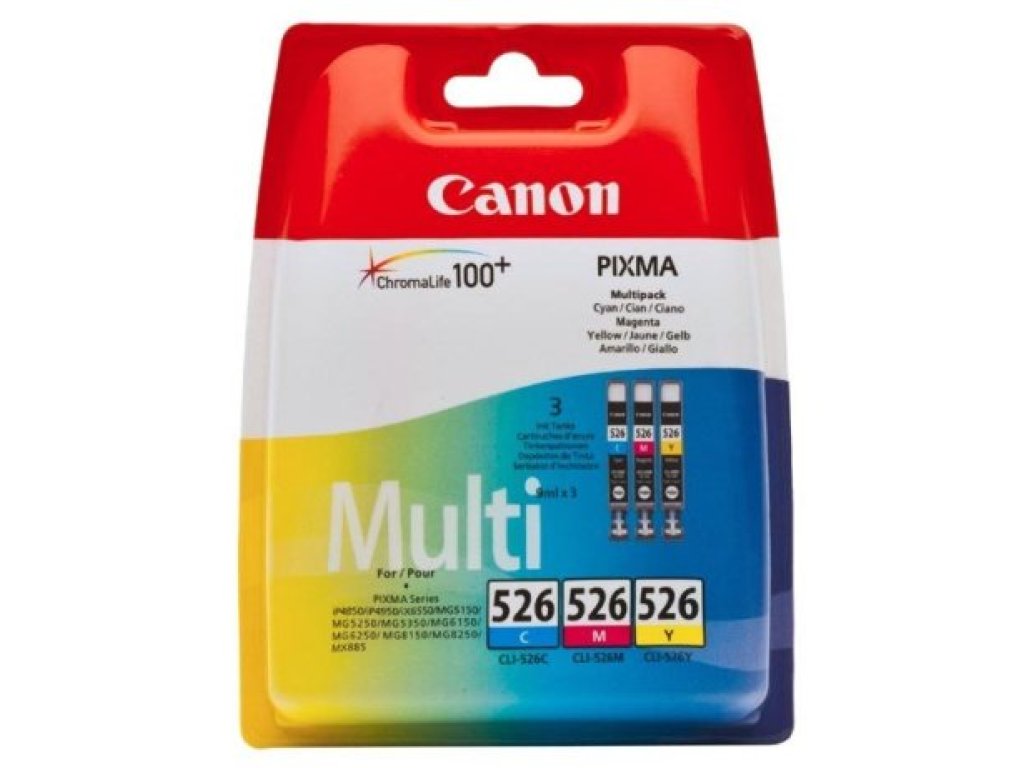 Canon CLI-526 C/M/Y Multi pack - 3 balení - 9 ml - žlutá, azurová, purpurová - originální - (4541B018)