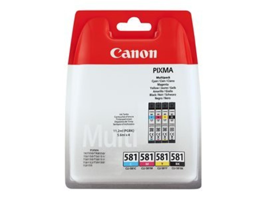 Canon CLI-581 BK/C/M/Y Multi Pack - 4-balení - 5.6 ml - černá, žlutá, azurová, purpurová - originální (2103C007)