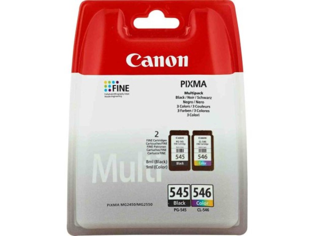 Canon PG-545 / CL-546 Value Pack - 2 balení - 8 ml - černá, barva (azurová, purpurová, žlutá) - originální - (8287B008)