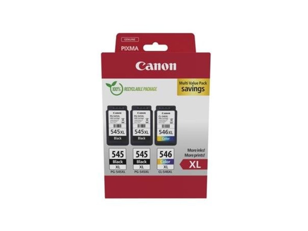 Canon PG-545XL x2 /CL-546XL Multi Pack - 3-balení - Vysoká výtežnost - černá, barva (azurová, purpurová, žlutá) - originální (8286B013)