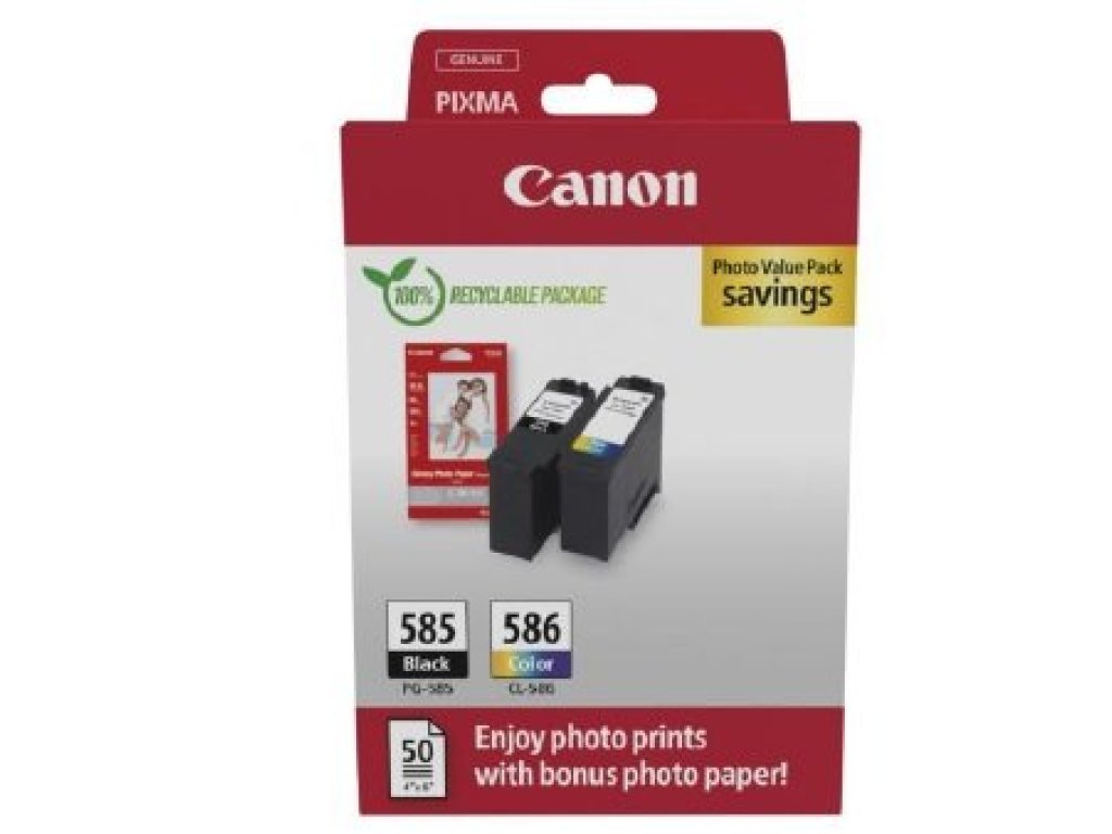 Canon PG-585/CL-586 Photo Value Pack - 2-balení - černá, barva (azurová, purpurová, žlutá) (6205C004)