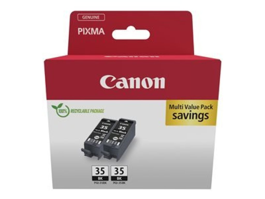 Canon PGI-35BK Twin Pack - 2-balení - 9.3 ml - černá - originální - závěsný box - inkoustový zásobník - pro PIXMA iP100 with battery, iP110, iP110w, TR150 with Battery Pack (1509B029)