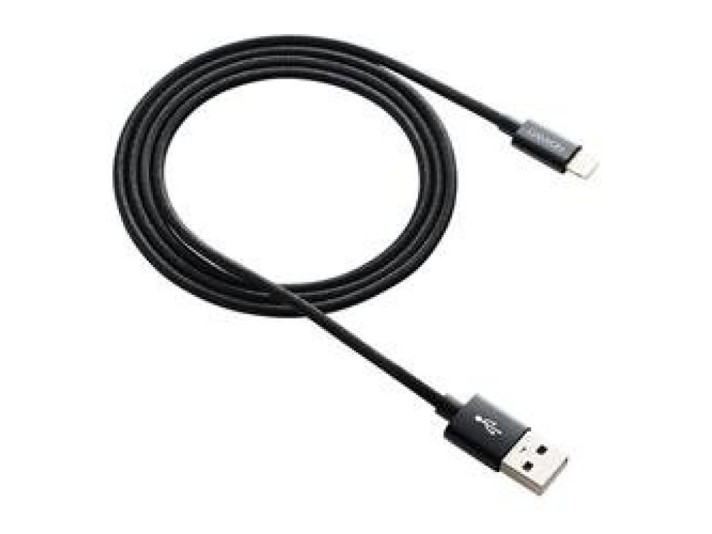 CANYON kabel Lightning-USB 2.0, Lightning-A, M/M, propojovací, 1m, opletený, černý (CNE-CFI3B)