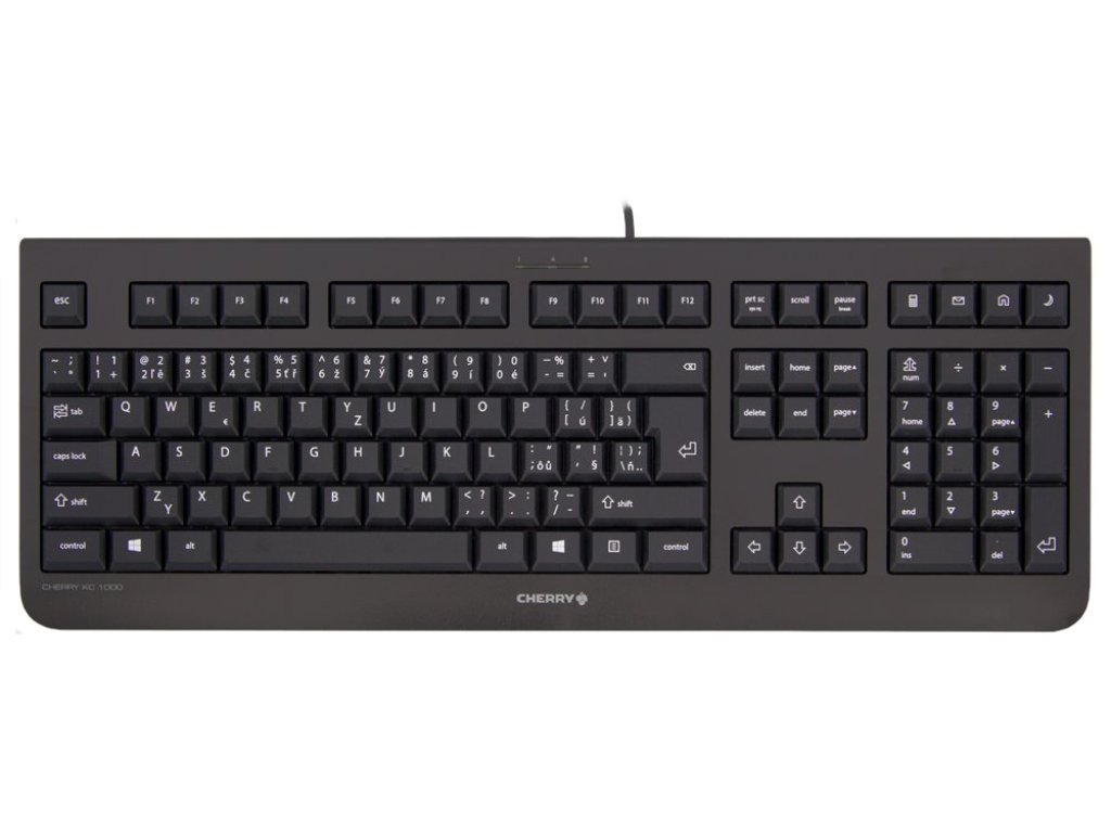 CHERRY klávesnice KC 1000 - drátová, USB, černá, CZ/SK (JK-0800CS-2)