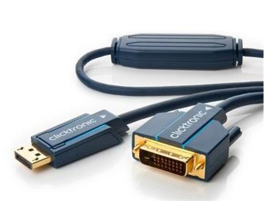CLICKTRONIC kabel DisplayPort-DVI, M/M, propojovací, 2m, modrý (CLICK70729)