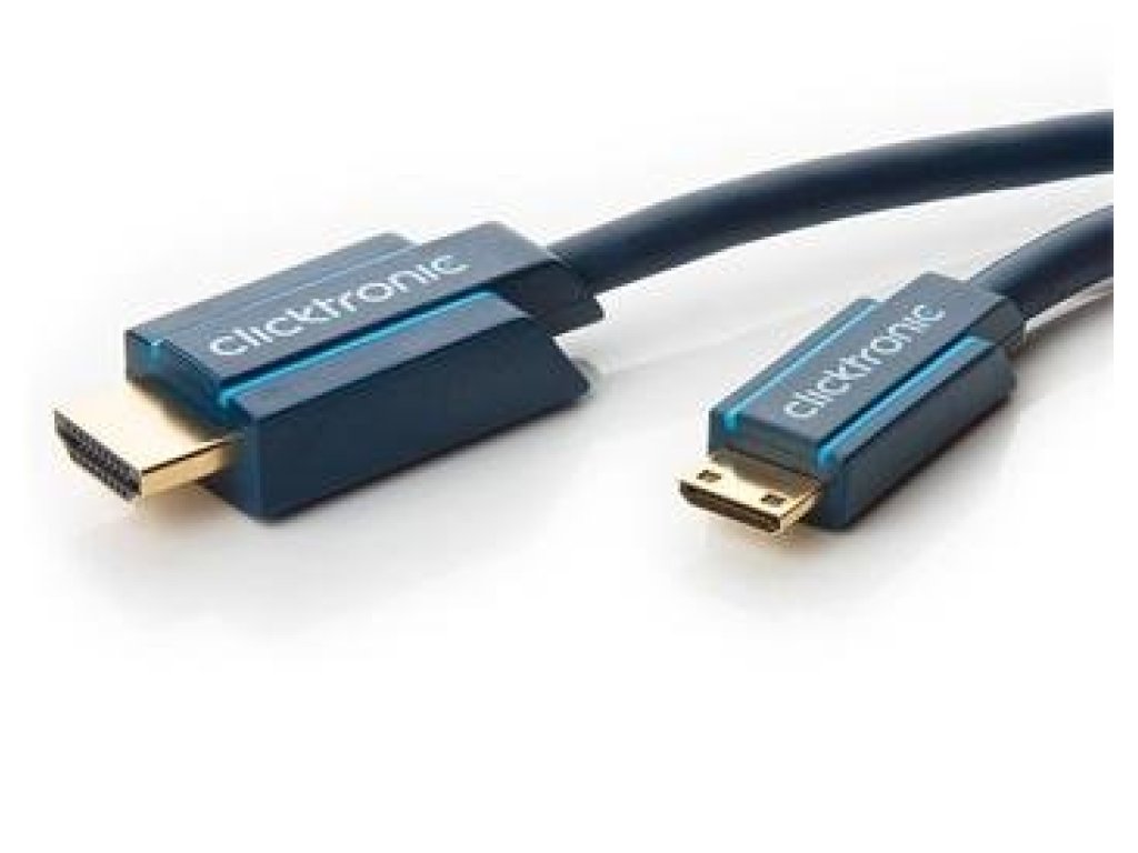CLICKTRONIC kabel HDMI-HDMI mini, M/M, propojovací, 2m, modrý (CLICK70322)