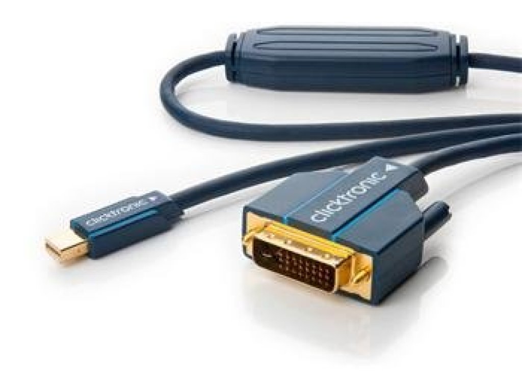 CLICKTRONIC kabel Mini DisplayPort-DVI, M/M, propojovací, 1m, modrý (CLICK70747)