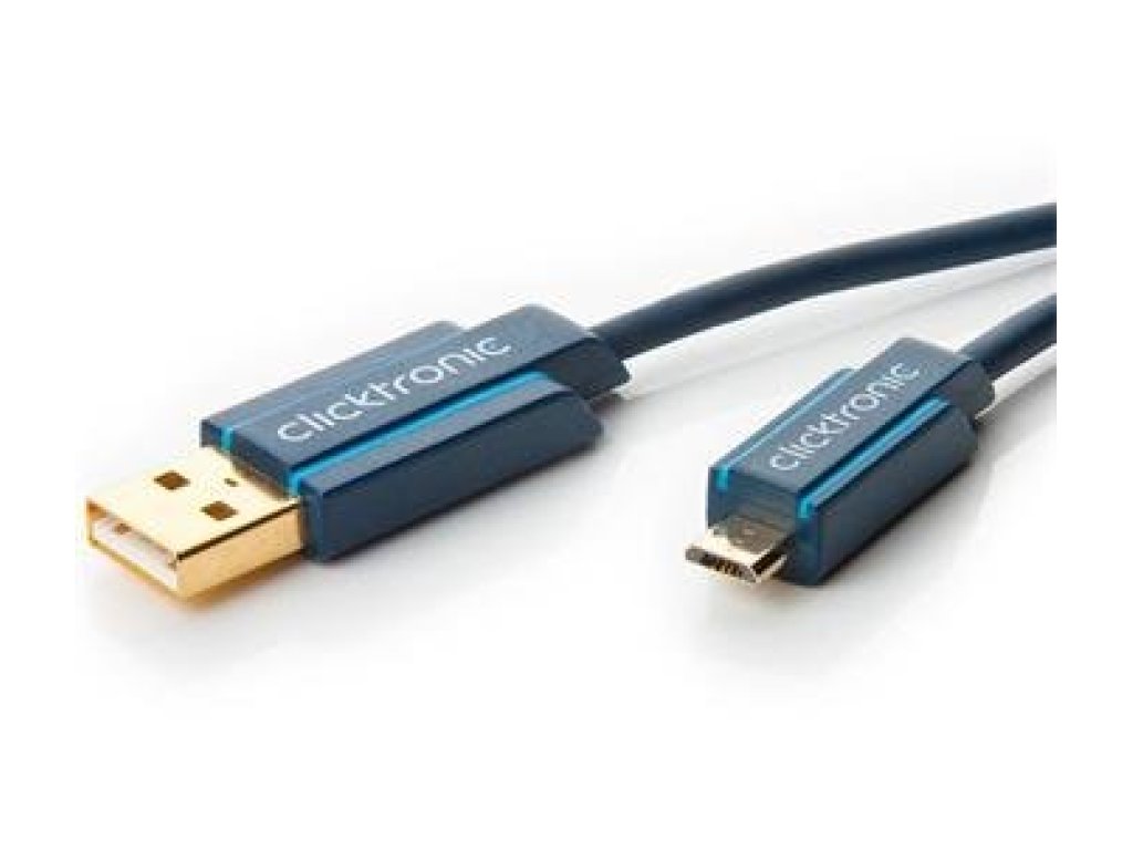 CLICKTRONIC kabel USB 2.0, A-B micro, M/M, propojovací, 1m, modrý (CLICK64003)