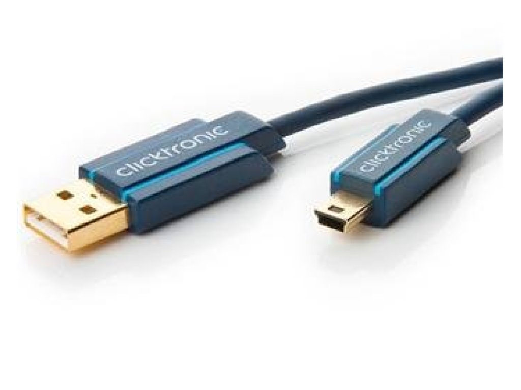 CLICKTRONIC kabel USB 2.0, A-B mini, M/M, propojovací, 1m, modrý (CLICK70126)