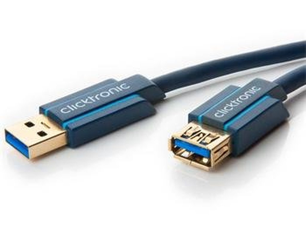 CLICKTRONIC kabel USB 3.0, A-A, M/F, prodlužovací, 1,8m, modrý (CLICK70119)