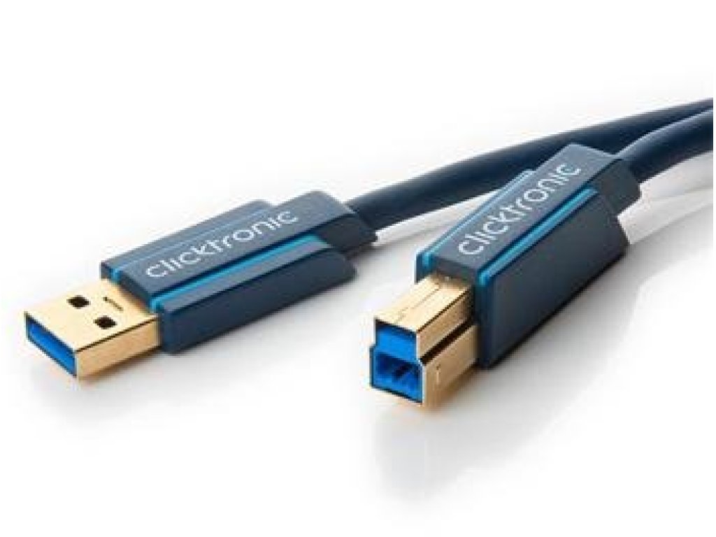 CLICKTRONIC kabel USB 3.0, A-B, M/M, propojovací, 1,8m, modrý (CLICK70092)