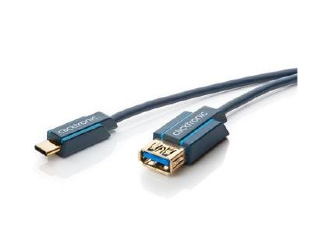 CLICKTRONIC kabel USB 3.1, C-A, M/F, propojovací, 0,5m, modrý (CLICK45127)