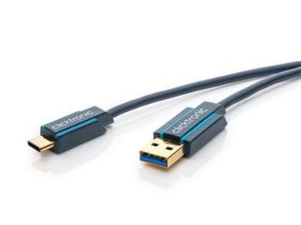 CLICKTRONIC kabel USB 3.1, C-A, M/M, propojovací, 1m, modrý (CLICK45123)