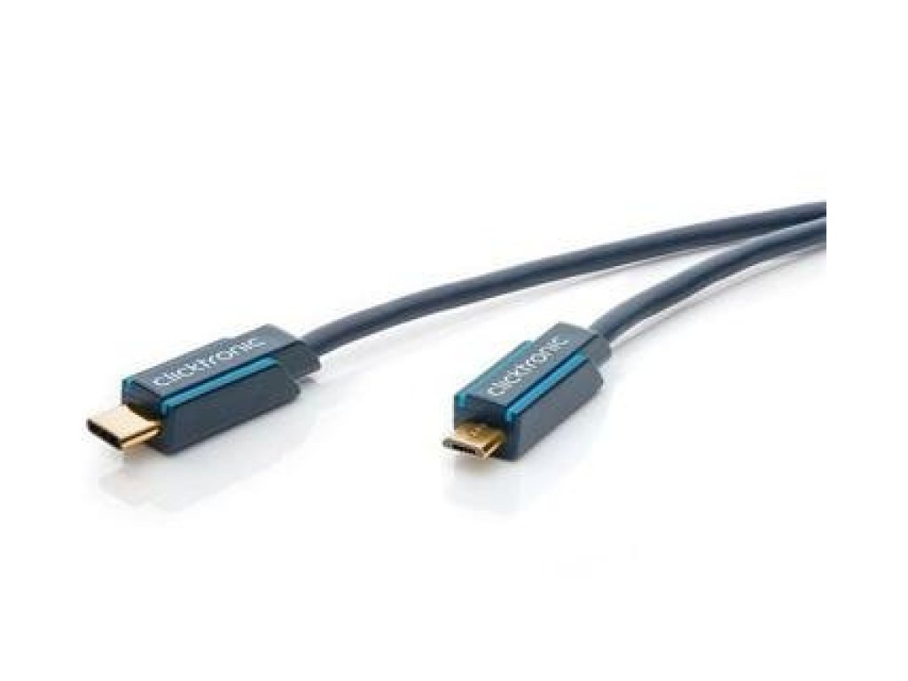CLICKTRONIC kabel USB, C-B micro, M/M, propojovací, 1m, modrý (CLICK45134)