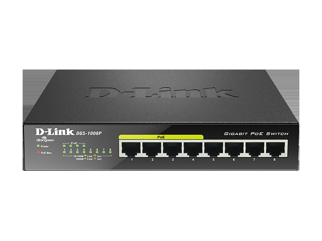 D-Link DGS-1008P 8x 1000 Desktop Switch,4PoE port (DGS-1008P/E)