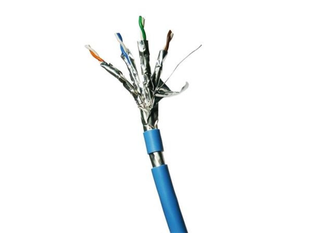 DATACOM F/FTP drát CAT6A LSOH,Eca 100m, plášt modrý (12151)