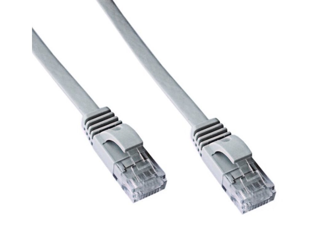 DATACOM patch kabel UTP, RJ45-RJ45, CAT6, 5m, šedý, plochý (1444)