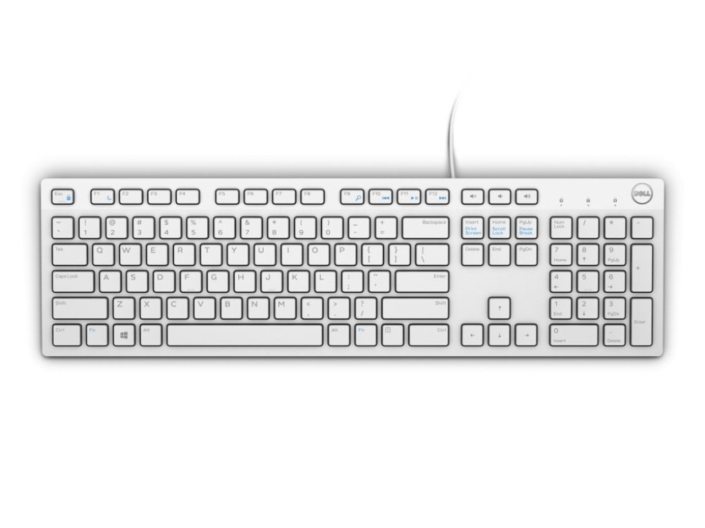 DELL klávesnice KB216 - multimediální, drátová, USB, bílá, US/mezinárodní (580-ADGM)