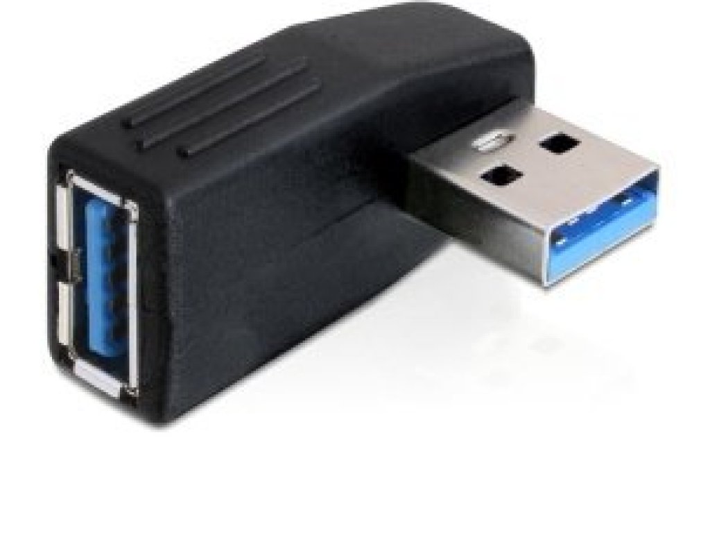 DELOCK adaptér USB 3.0 samec - USB 3.0 samice pod úhlem 90° horizontálně (65341)