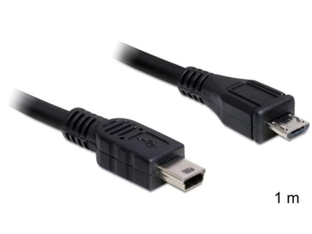 DELOCK Cable USB 2.0 micro-B male > USB mini male 1 m (83177)