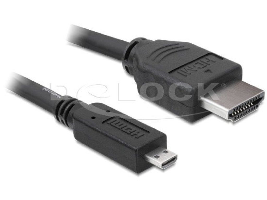 DELOCK kabel HDMI-HDMI micro D, M/M, propojovací, 1m, černý (82661)