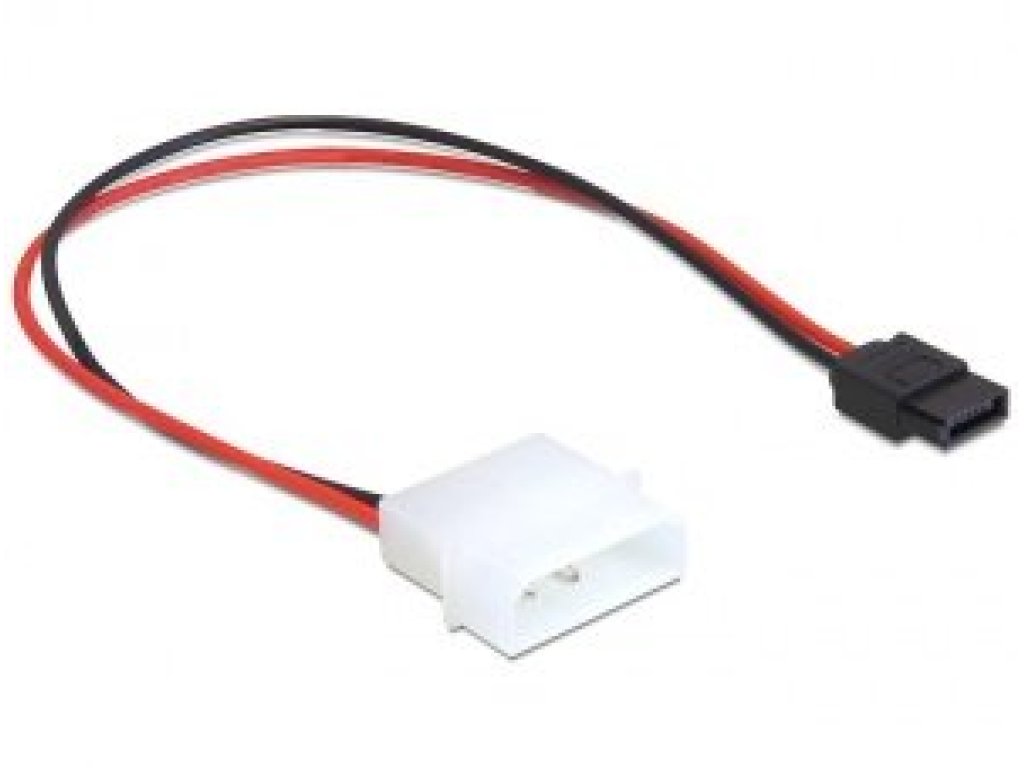 DELOCK kabel napájecí Molex-SATA slim, M/F, 0,24m (82913)