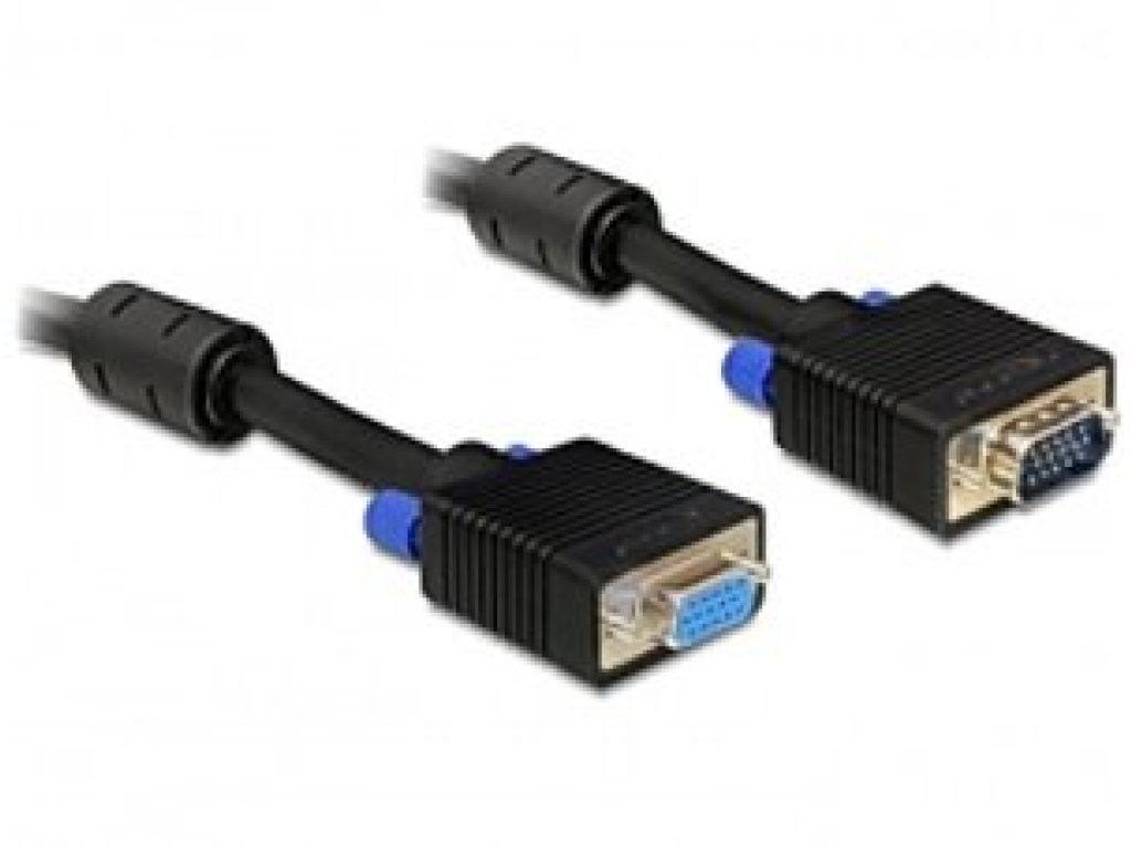DELOCK kabel VGA-VGA, M/F, prodlužovací, 2m, černý (82564)