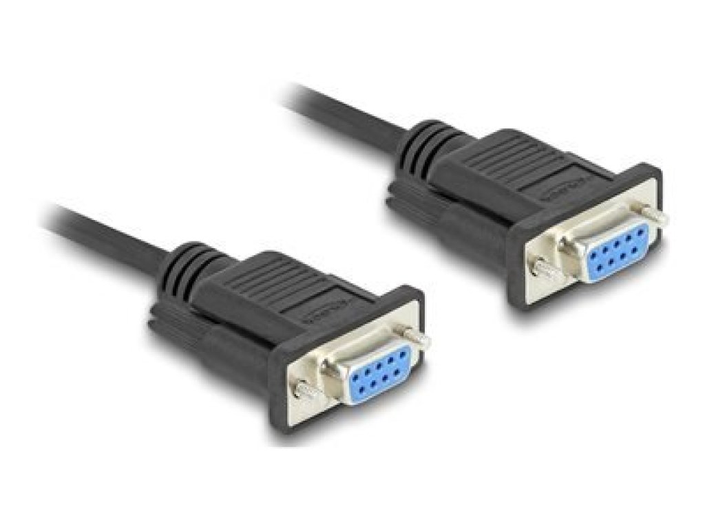 DELOCK Sériový kabel DB-9 (F) do DB-9 (F) podporuje sériové rozhraní RS-232, křídlové šrouby, robustní kryt konektoru, délky 10m, černá (86827)