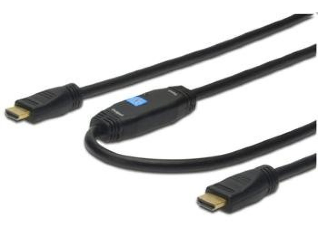 DIGITUS kabel HDMI-HDMI, M/M, propojovací, 20m, černý, s integrovaným zesilovacem (AK-330105-200-S)
