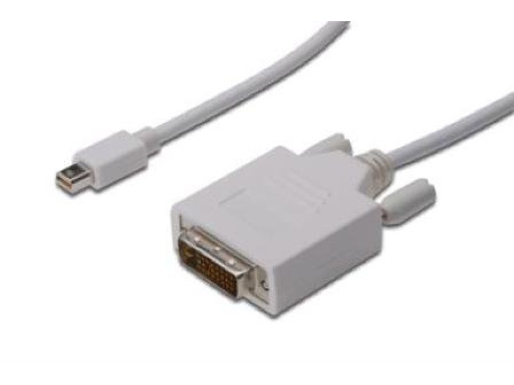 DIGITUS kabel Mini DisplayPort-DVI, M/M, propojovací, 2m, bílý (AK-340305-020-W)