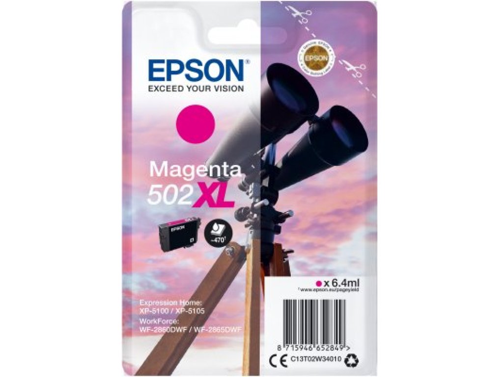 EPSON 502XL originální cartridge magenta (C13T02W34010)