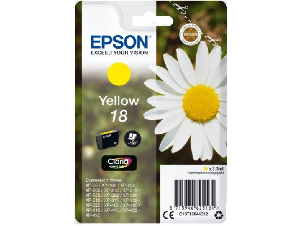 EPSON ink bar Singlepack Yellow 18 Claria Home Ink (C13T18044012)