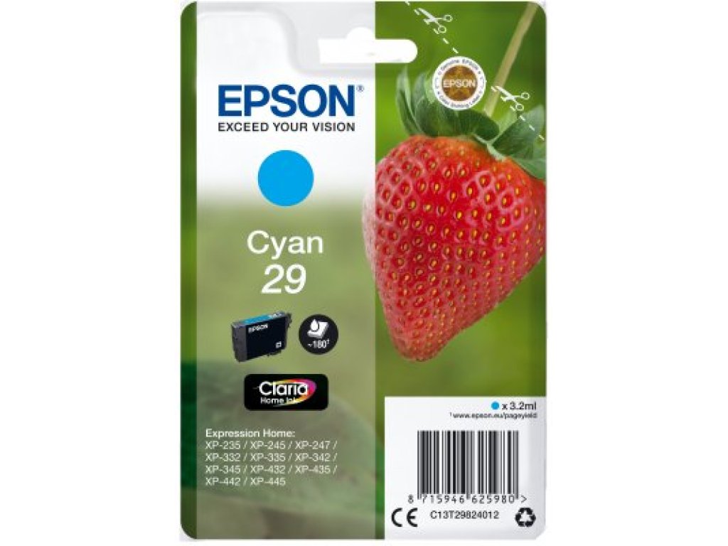 Epson inkoustová náplň  T2982/ Singlepack 29 Claria Home Ink/ azurová (C13T29824012)
