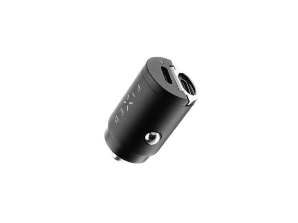 FIXED Autonabíječka s 2x USB-C výstupem, PD30W-cerná
