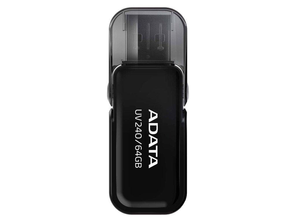 Flashdisk Adata UV240 64GB, USB 2.0, black, vhodné pro potisk (AUV240-64G-RBK)