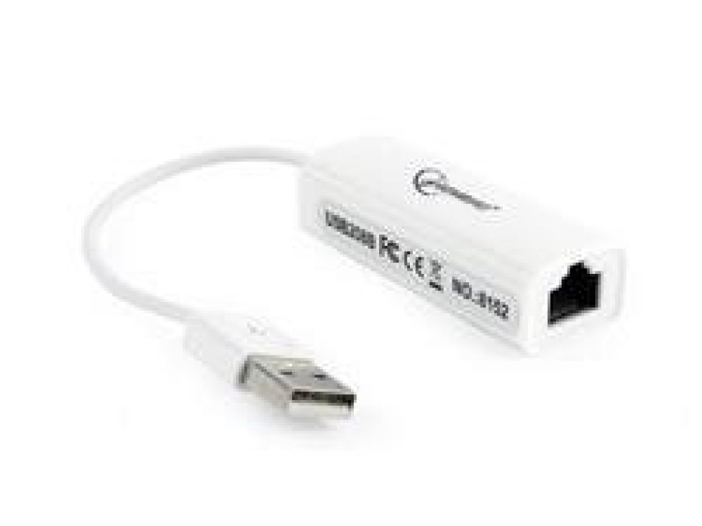 Gembird adaptér - USB 2.0 (M) / RJ45 (F) Gigabit LAN, kabel 15cm, bílý (NIC-U2-02)