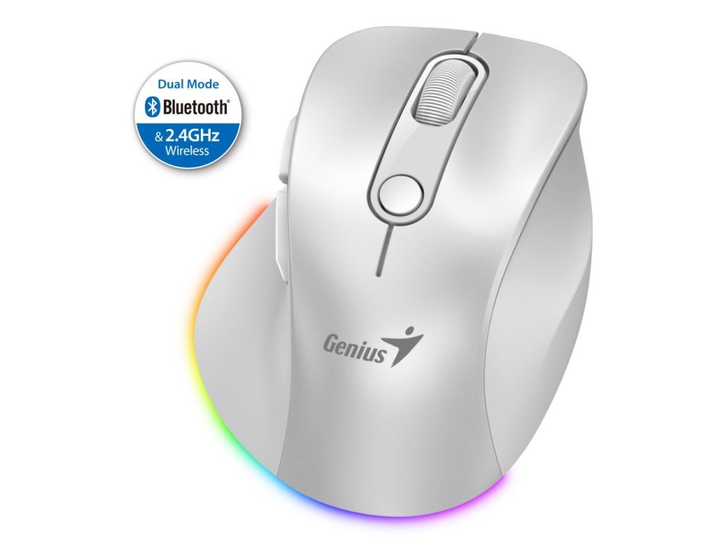 Genius Ergo 9000S Pro - Ergonomická/Optická/Pro praváky/2 400 DPI/USB+BT/Bílá (31030039400)
