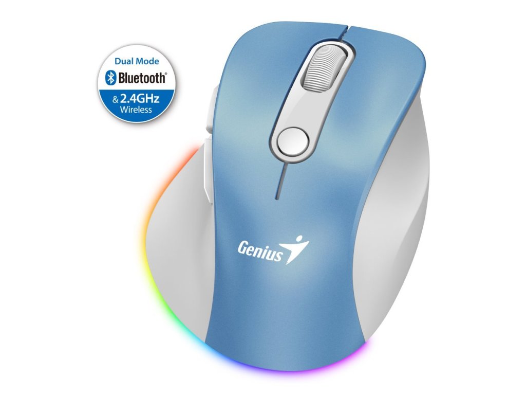 Genius Ergo 9000S Pro - Ergonomická/Optická/Pro praváky/2 400 DPI/USB+BT/Světle modrá (31030039401)