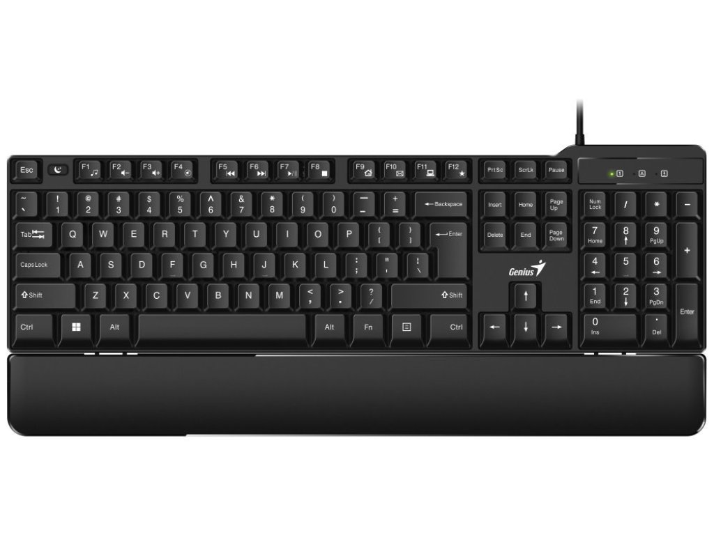 GENIUS KB-100XP - Klávesnice, drátová, ergo předložka, USB, černá, CZ/SK (31310050403)