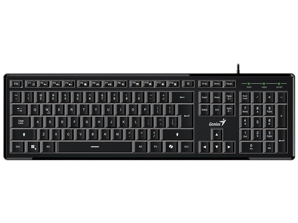 Genius SlimStar 820 Klávesnice, drátová, podsvícená, copilot klávesa, CZ+SK layout, USB, černá (31310055403)