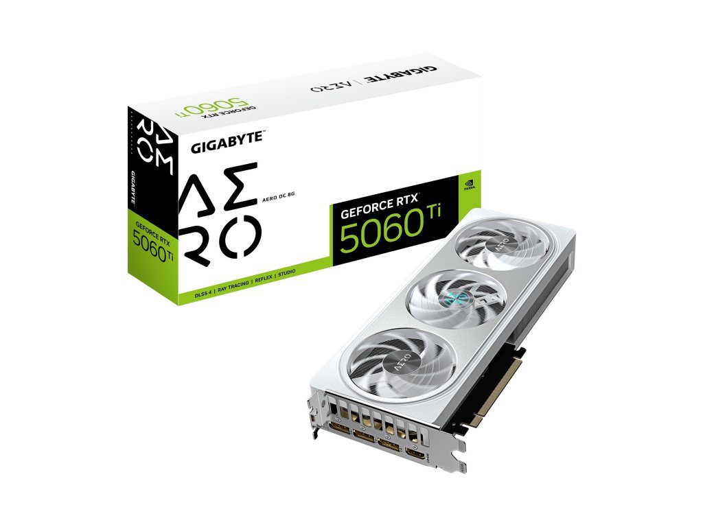 GIGABYTE VGA NVIDIA GeForce RTX 5060 Ti AERO OC 8G - 8G GDDR7, 3x DisplayPort, 1x HDMI (GV-N506TAERO OC-8GD)
