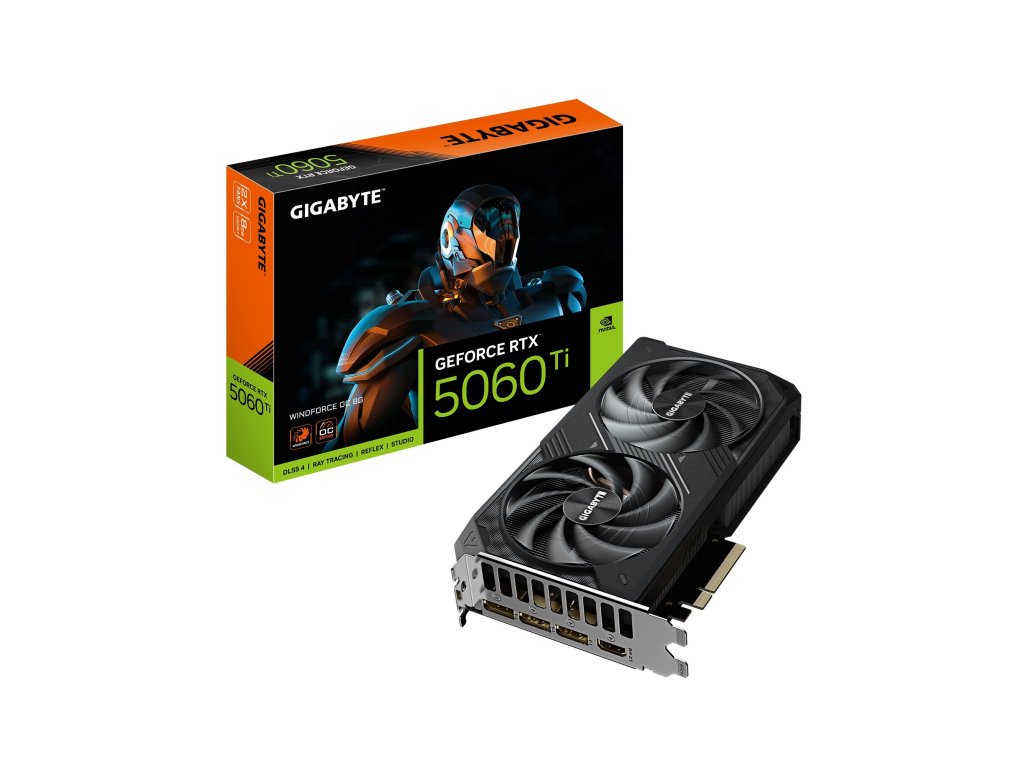 GIGABYTE VGA NVIDIA GeForce RTX 5060 Ti WINDFORCE OC 8G - 8G GDDR7, 3x DisplayPort, 1x HDMI (GV-N506TWF2OC-8GD)