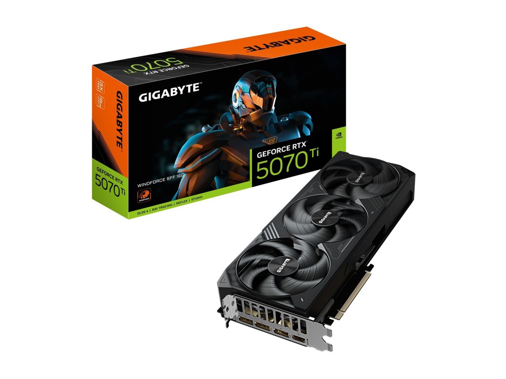 GIGABYTE VGA NVIDIA GeForce RTX 5070 Ti WINDFORCE 16G - 16G GDDR7, 3x DisplayPort, 1x HDMI (GV-N507TWF3-16GD)