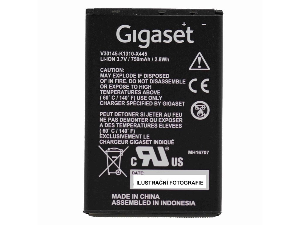 Gigaset originální Li-Ion 3,7 V/750 mAh pro Gigaset SL78H/SL400H/SL4 a SL5 professional (V30145-K1310-X445)