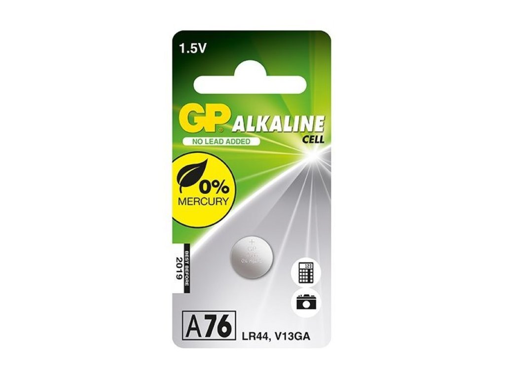 GP alkalická baterie 1,5V LR44 (A76, 11.6 x 5.4 mm) 1ks blistr (1041007611)